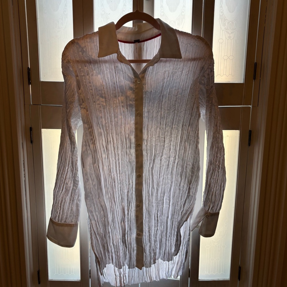 NWT Free People Satin Crinkle Oversized Blouse